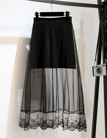 澳元健 前短后长不规则下摆裙子燕尾裙黑色纱裙中长款半身裙女夏新款