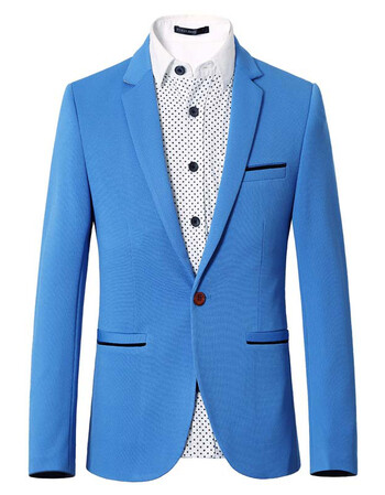 男加肥加大码商务休闲纯色西服潮 天蓝色 4xl(165-180斤)