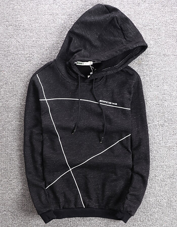 男士2017新款秋季连帽套头卫衣黑白秋季外套韩版帅气衣服潮流2558