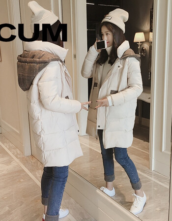 cum 潮牌2018冬季新款韩版中长款棉衣宽松棉服外套袄子女学生棉袄