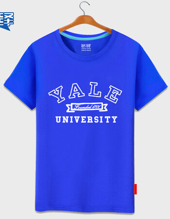 络绎yale美国耶鲁大学 百年名校班服校服校园文化衫夏季男短袖 蓝色