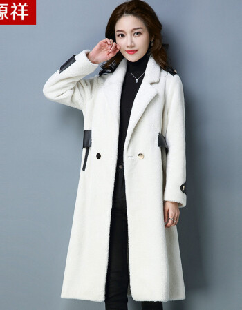 新款韩版恒源祥羊剪绒皮草大衣女中长款加厚外套一件 白色 l