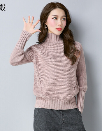高领毛衣加厚女冬短款宽松打底衫2017新款秋冬套头毛线衣针织衫潮