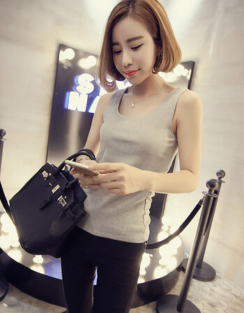 奢案 品牌女装 夏季无袖显瘦紧身吊带工字背心外穿百搭打底衫纯棉