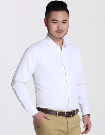 男士大码白衬衫中年秋季商务加肥加大正装韩版大号衬衣男 白色 xxxl