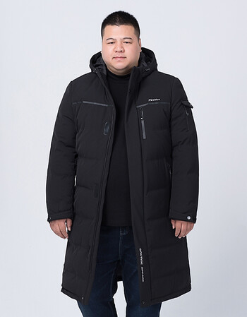 加大码冬季男长款羽绒服外套加肥加大连帽加厚保暖胖子白鸭绒外套