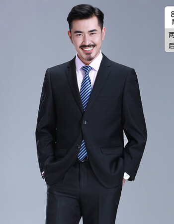 男套装西服职业装礼服男装商务正装中年上班大码职业西装外套 大气黑