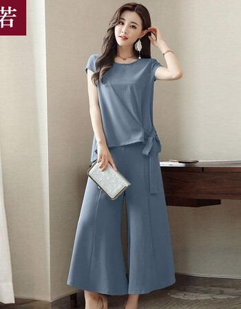 2018春夏装新款韩版女装坊欧洲站时尚时髦阔腿裤套装裤裙两件套潮ccdd