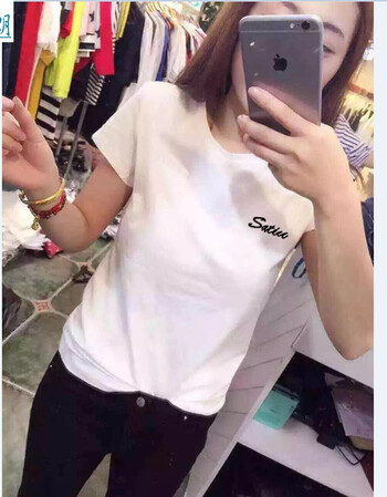 蔓朗欧洲站2016夏装新款女装简约大码修身短袖T恤女潮 白色 M