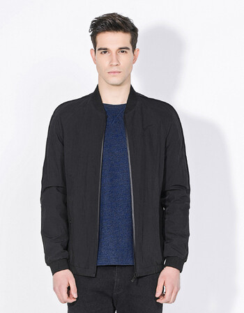 新品男士休闲立领男装夹克棒球服色男式外套男 黑色 190/3xl