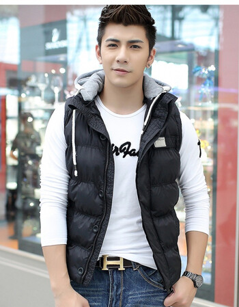 坎肩休闲外套连帽背心大码马夹男韩版修身潮 黑色 m(建议100斤左右穿