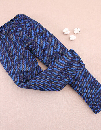 定做手工棉花裤打底保暖裤纯棉布中老年棉裤男女士高腰棉裤加肥 蓝色