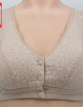 无钢圈前扣中年女中老年人大码棉布内衣通用 杏色 36/80(罩杯通用)