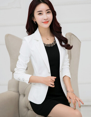 小西装女外套2018装韩版短款女装西服中长款休闲大码 白色 s