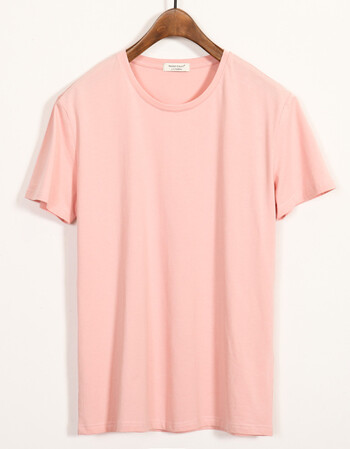 男装纯色全棉短袖t恤打底圆领空白文化衫男士t恤品牌个性t恤新款 粉色