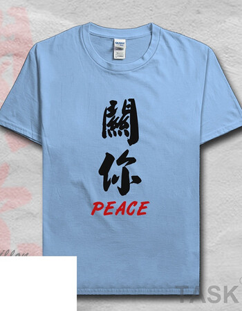 关你peace棉短袖t恤男夏潮流个性创意恶搞文字情侣衣服01-0002 短袖浅