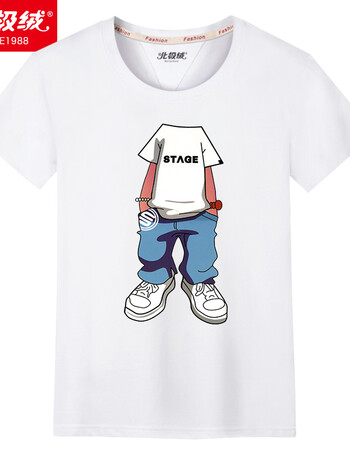 男短袖t恤原宿bf风学院风夏季新款修身简约打底上衣体桖 白 无头小人