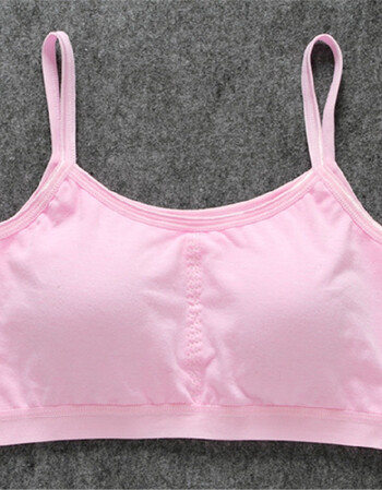 纯棉少女文胸 发育期中学生胸衣小背心式女孩内衣无钢圈夏季薄款 粉色