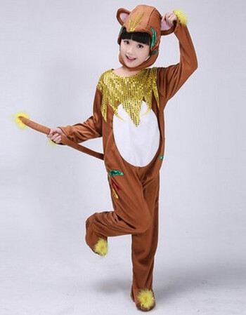 儿童金丝猴舞台演出服小猴子动物服装幼儿小荷风采猴子捞月表演服 cc