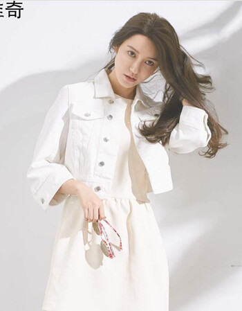 女装 短外套 牧维奇(muweiqi) 张大奕 2017春本白色百搭牛仔弯袖外套