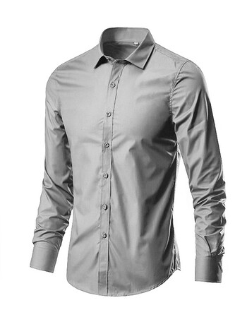 【下单148】衬衫男2018新款韩版弹力修身品质长袖打底衫男装 浅灰色 l