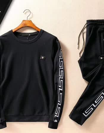 versace portrait范思哲人像男装圆领长袖卫衣卫裤运动套装男2018春季