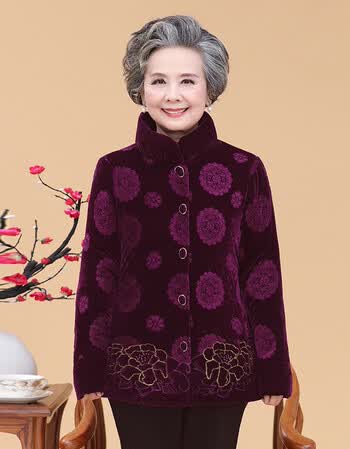 妈妈棉袄冬季新款大码唐装外套中老年金丝绒棉服60岁奶奶棉衣 2 加大