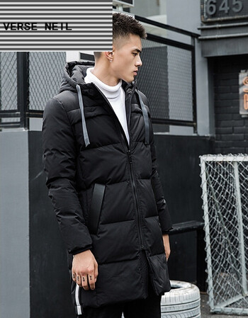 verse neil2017加大码加厚连帽羽绒服中长款外套男sn1042 军绿 m