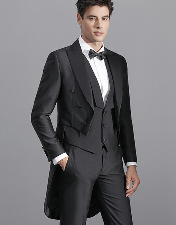 2018春夏新款黑色燕尾服套装免烫修身型宴会结婚礼服男西装三件套