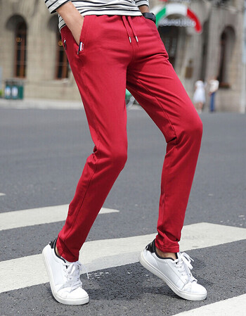 秋冬季季新款休闲裤男士运动裤潮流韩版修身小脚卫裤官方旗舰店 红色