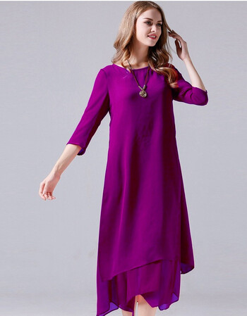 2018春夏新款胖mm气质淑女红色显瘦雪纺长裙加大女胖妹妹假两件连