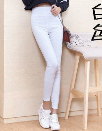 2018季新款韩版显瘦小脚铅笔女裤高腰外穿打底裤弹力紧身裤 白色 xxxl
