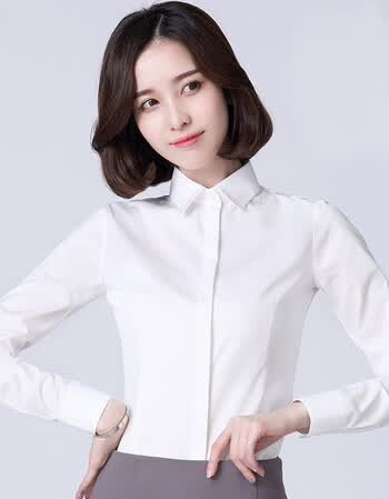 莲2018秋季新品免烫竹纤维白色职业衬衫 女式长袖商务修身正装衬衣 lz