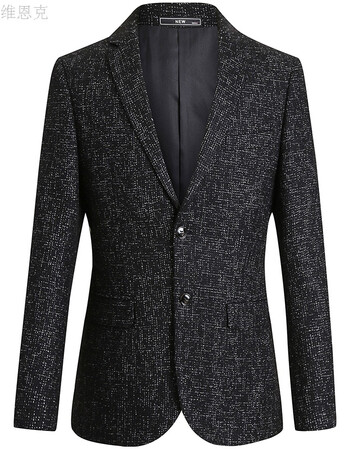 商务休闲小西装外套秋冬中年韩版修身西服男装毛呢单西爸爸装 绅士灰