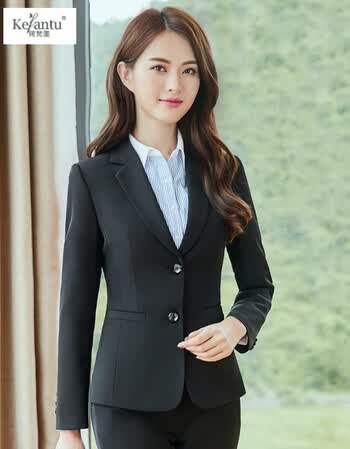 珂梵图制服套装女白领职业装工作服职业套装上班族女装时尚正装 黑色