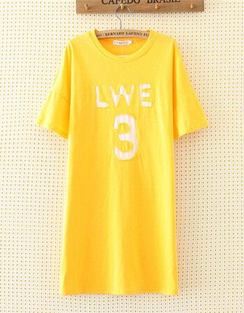 夏胖mm新品韩版贴布字母数字短袖t恤裙大码宽松显瘦连衣裙105夏季新款