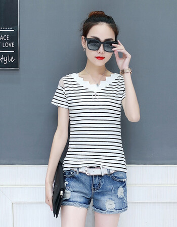 梵藜夏季新款半截韩版宽松百搭t恤女 短袖显瘦士上衣服气质体恤2018潮