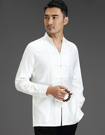 唐装男中青年长袖衬衫中式复古改良男上衣春秋盘扣中国风汉服男装