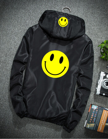 青少年夹克2018春装新款男士潮牌韩版休闲帅气笑脸外套学生上衣潮