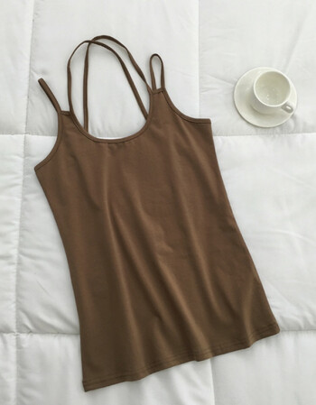 黑色修身百搭打底衫内搭小吊带背心2018夏季新款韩版女装 棕色 均码