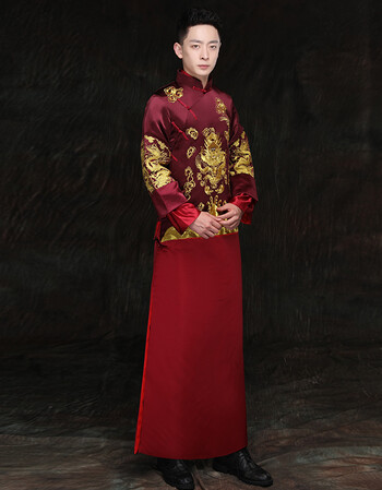 新婚2018新款男士秀禾服新郎结婚龙凤褂中式礼服复古唐装马褂秀和男装