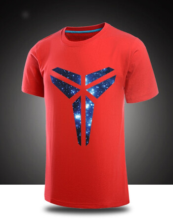 科比t恤男短袖篮球衣黑曼巴男士t恤纯棉倒三角logo训练服队服 红色