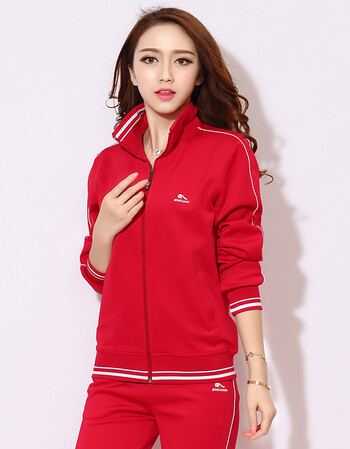 中老年红色运动服男女套装春秋长袖大码休闲晨练服团购广场舞服装 男