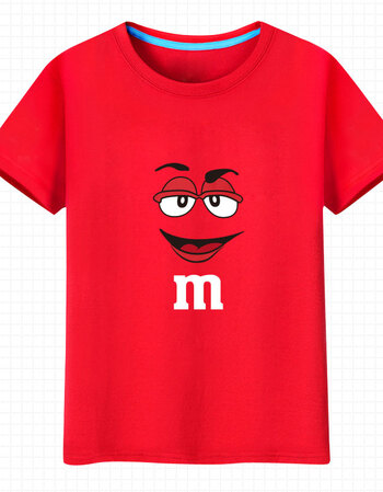 m&m花生牛奶巧克力糖mm豆彩色潮学生纯棉印花休闲男女情侣短袖t恤