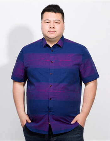 夏天肥佬特大号短袖衬衫加肥加大肥胖爸爸商务半袖衬衣胖男300斤 紫红