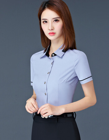 酒店工作服职业衬衫女短袖前台客服收银员西餐厅服务员工作服夏装