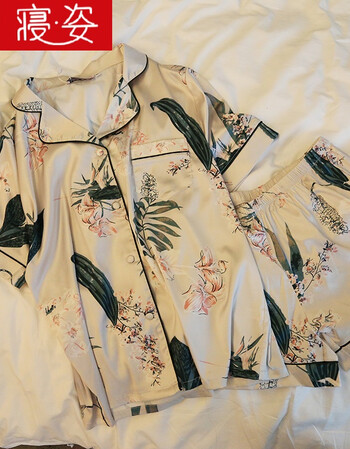 qinzi凤尾百合花冰丝植物休闲宽松短袖短裤春秋睡衣套装韩版女夏家居