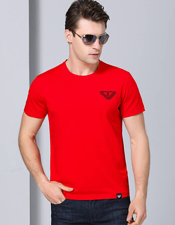 春夏季新款男装短袖t恤休闲修身中青年男士印花汗衫2018 8125红色 185