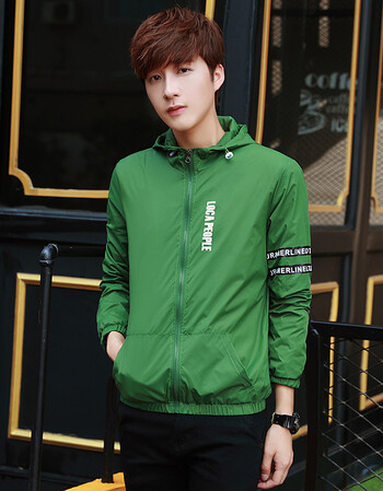 2018百搭外套男春季时尚夹克男青年春季韩版休闲修身大码潮上衣 绿色