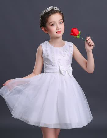 浅末2018夏季女童蕾丝网纱公主裙童装演出礼服儿童韩版无袖连衣裙